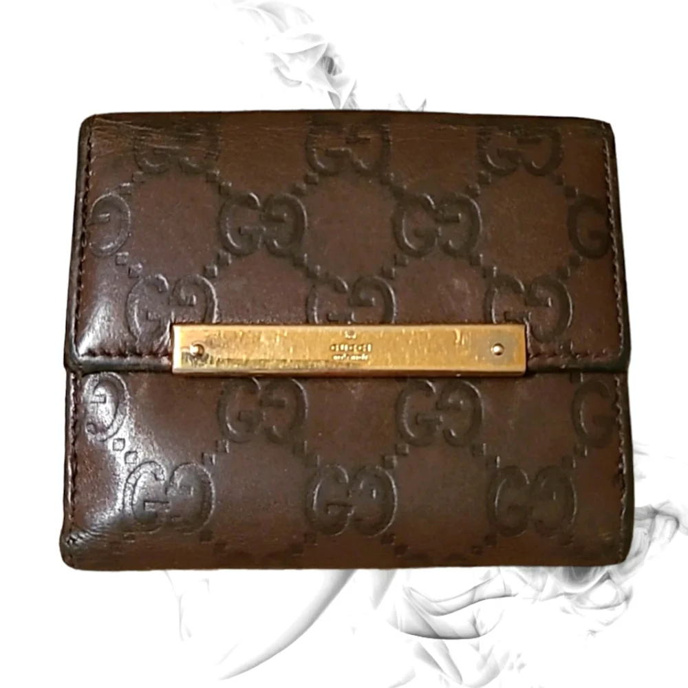 💯 GUCCI GG Guccissima Brown Leather Wallet